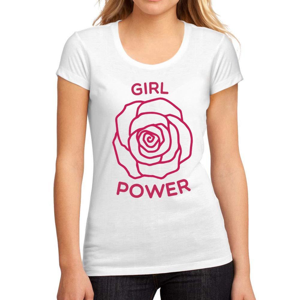 Femme Graphique Tee Shirt Girl Power Rose Blanc