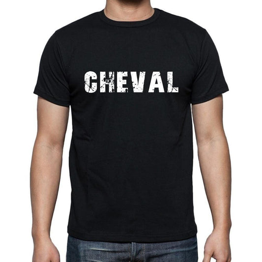 Cheval, t-Shirt pour Homme, en Coton, col Rond, Noir