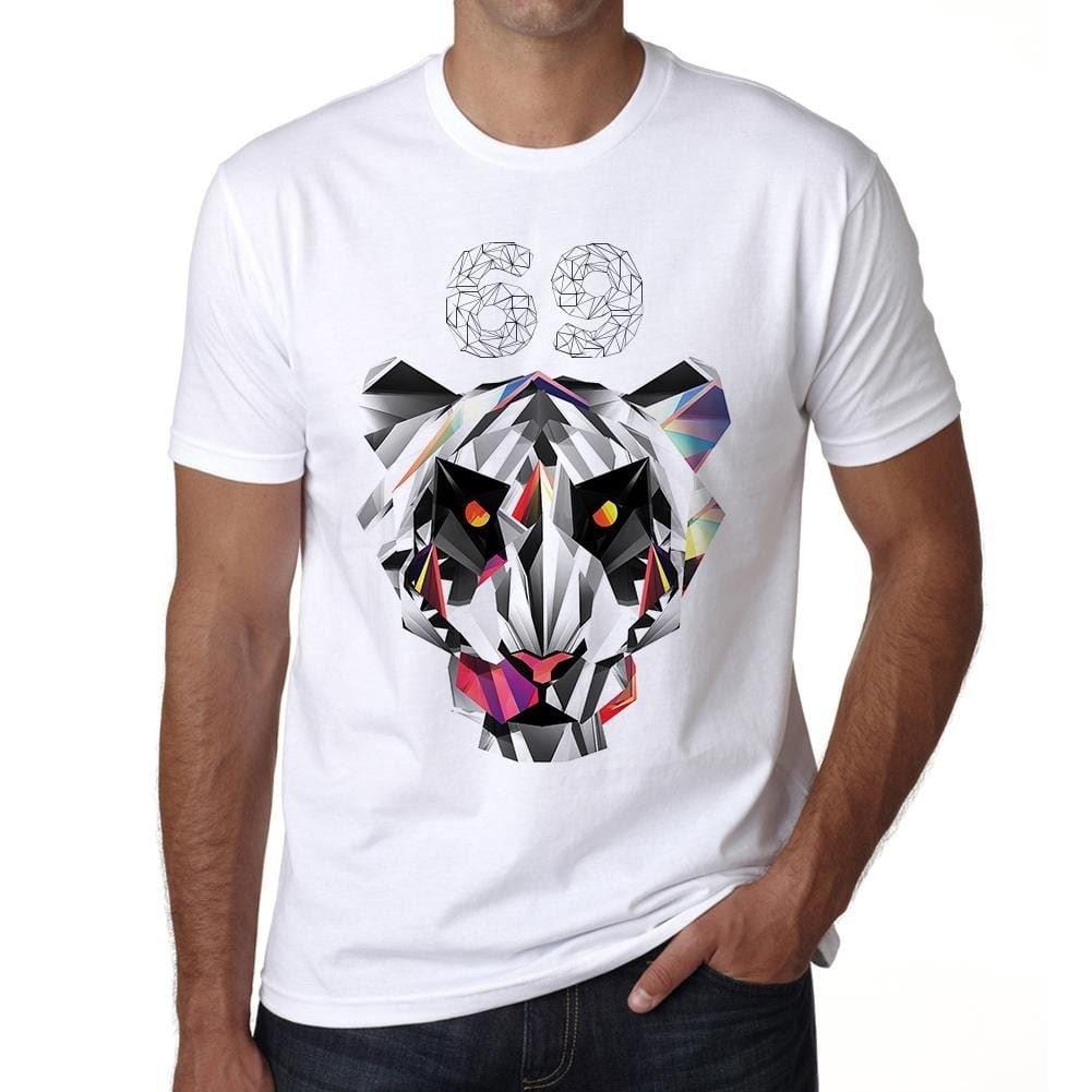 Homme Tee Vintage T Shirt Géométrique Tigre Numéro 69