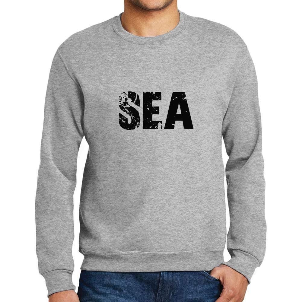 Ultrabasic Homme Imprimé Graphique Sweat-Shirt Popular Words Sea Gris Chiné