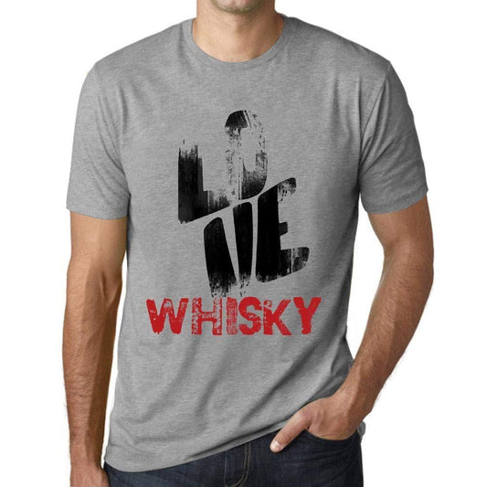 Ultrabasic - Homme T-Shirt Graphique Love Whiskey Gris Chiné
