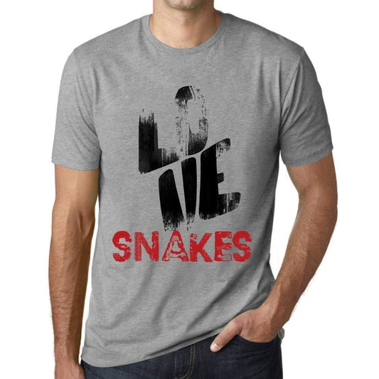 Ultrabasic - Homme T-Shirt Graphique Love Snakes Gris Chiné