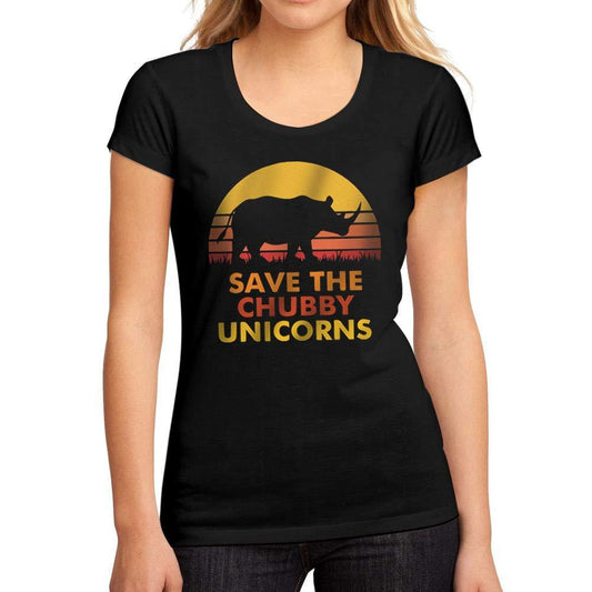 Femme Graphique Tee Shirt Save The Chubby Unicorn Noir Profond