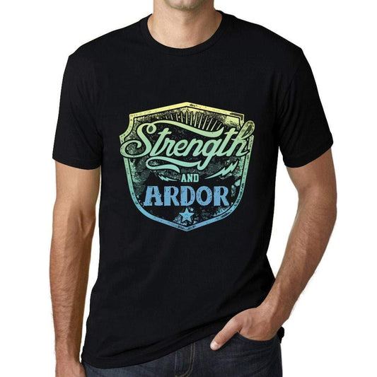 Herren T-Shirt Graphique Imprimé Vintage Tee Strength and Ardour Noir Profond