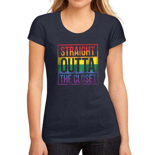 Femme Graphique Tee Shirt LGBT Straight Outta The Closet French Marine