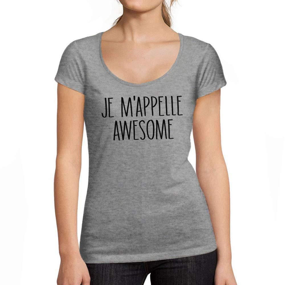 Ultrabasic - Femme Graphique Je m'appelle Awesome T-Shirt Blanc Lettre Gris Chiné