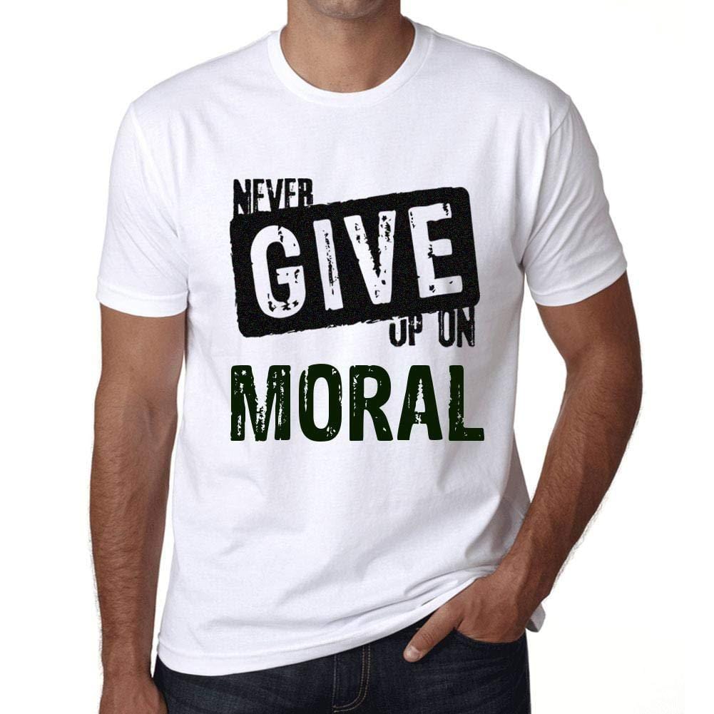 Ultrabasic Homme T-Shirt Graphique Never Give Up on Moral Blanc