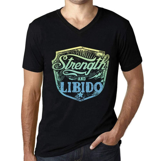 Homme T Shirt Graphique Imprimé Vintage Col V Tee Strength and LIBIDO Noir Profond