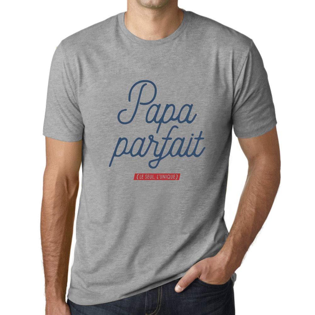 Ultrabasic - Homme Graphique Papa Parfait T-Shirt Marine Lettre Gris Chiné