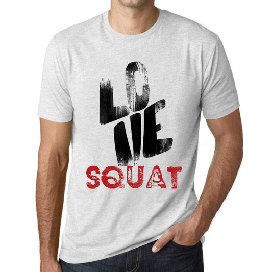 Ultrabasic - Homme T-Shirt Graphique Love Squat Blanc Chiné