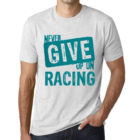 Homme T-Shirt Graphique Never Give Up on Racing Blanc Chiné