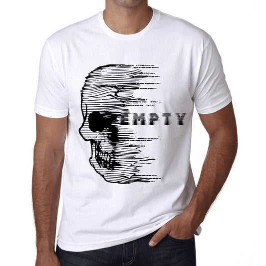 Herren T-Shirt mit grafischem Aufdruck Vintage Tee Anxiety Skull Empty Blanc