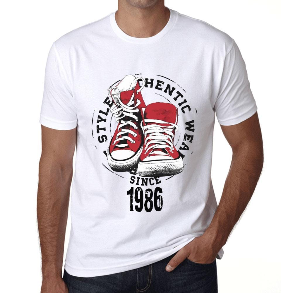 Men&rsquo;s Vintage Tee Shirt Graphic T shirt Authentic Style Since 1986 White - Ultrabasic