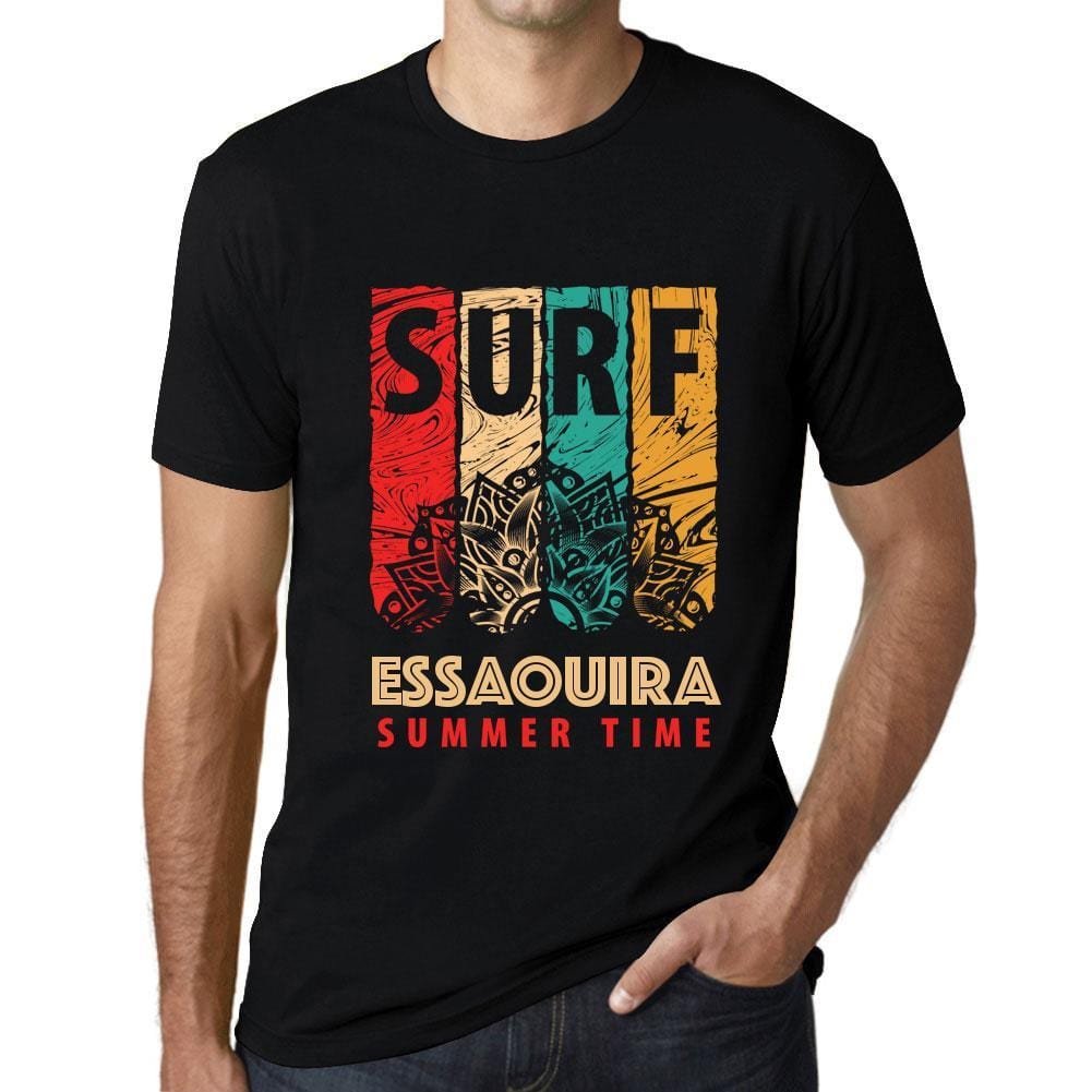 Men&rsquo;s Graphic T-Shirt Surf Summer Time ESSAOUIRA Deep Black - Ultrabasic