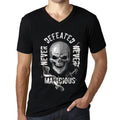 Men's Graphic V-Neck T-Shirt Never Defeated, Never MALICIOUS Deep Black