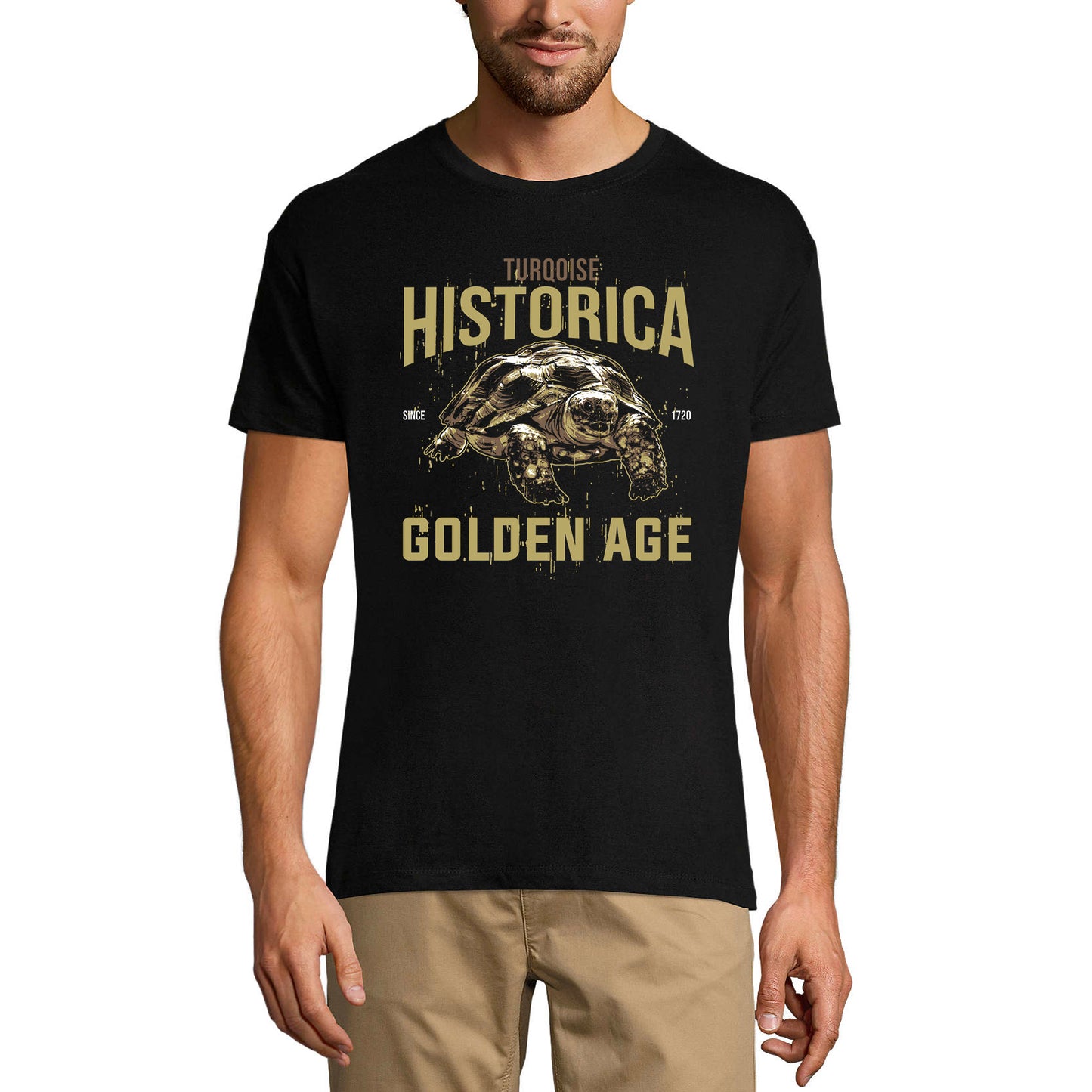 ULTRABASIC T-Shirt Homme Turqoise Historica Golden Age - Chemise Tortue