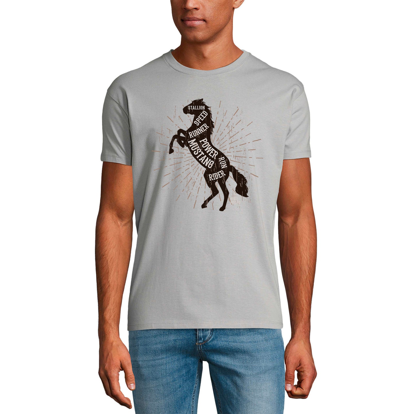 ULTRABASIC Herren-Grafik-T-Shirt Pferd Mustang – lustiges Reiter-Shirt für Männer