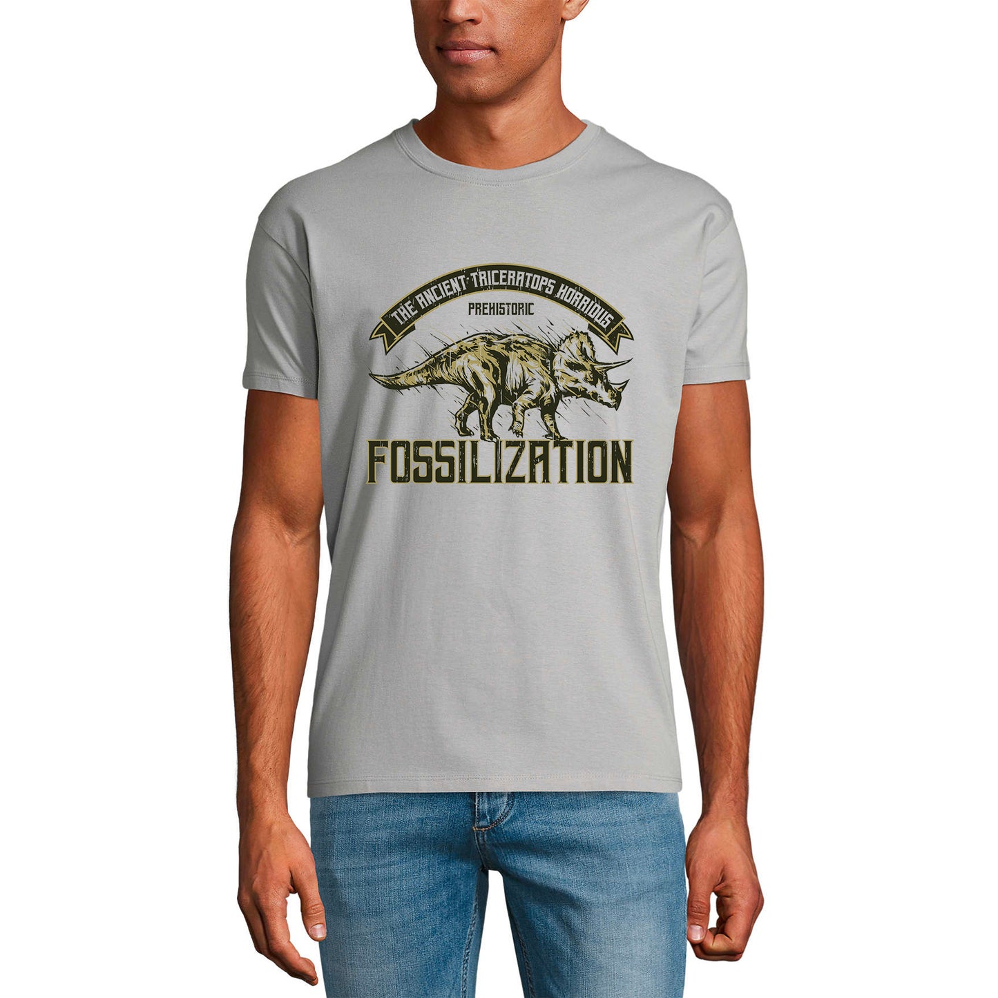 ULTRABASIC Herren T-Shirt Fossilization – The Ancient Triceraptors – Dinosaurier-Shirt