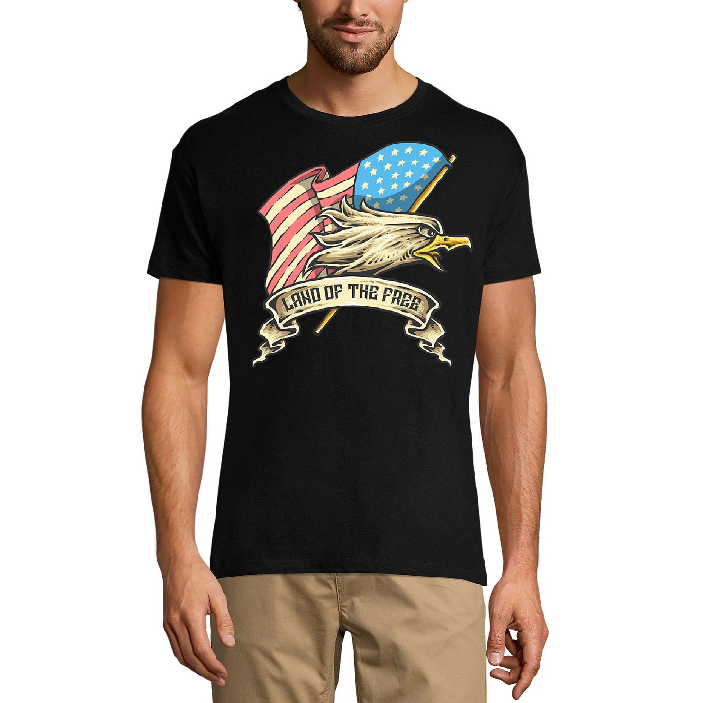 ULTRABASIC Men's T-Shirt Land of the Free - USA Patriotic Eagle Shirt for Men