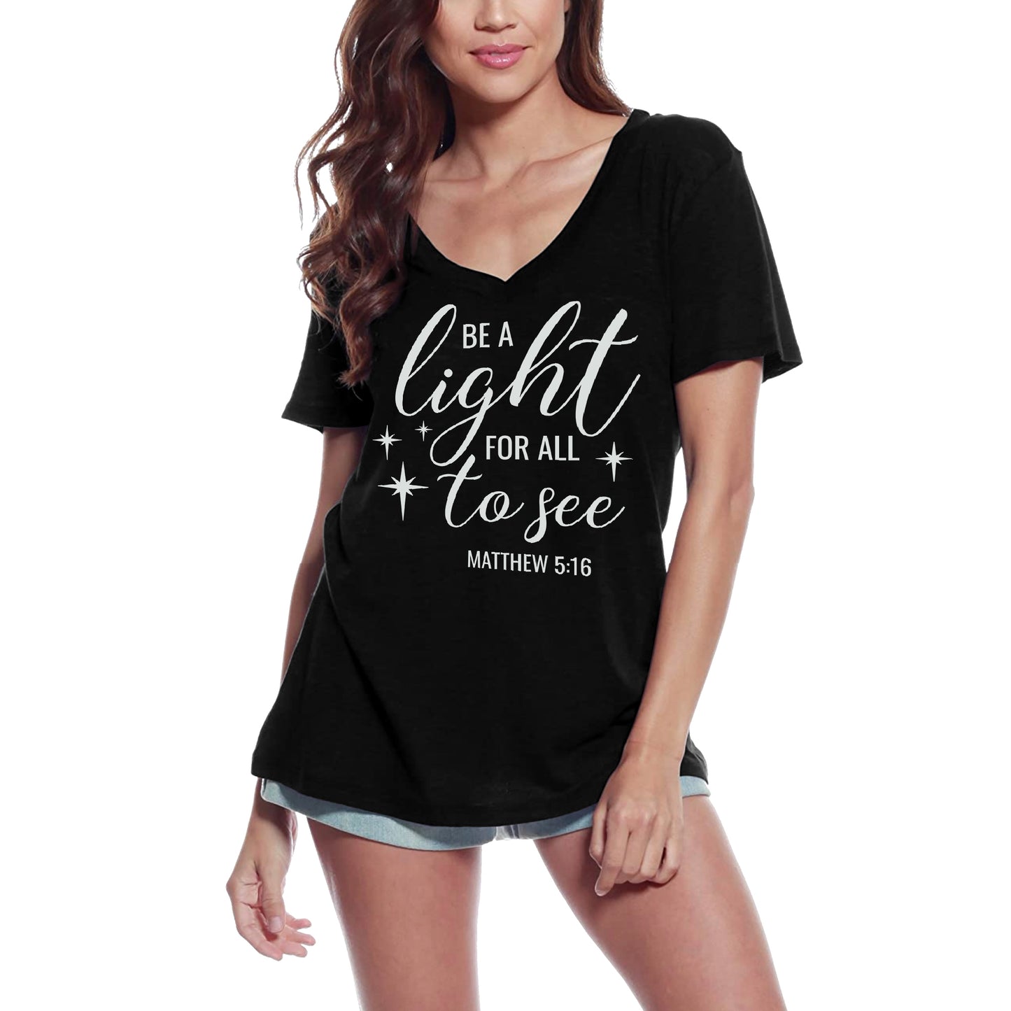 ULTRABASIC Damen-T-Shirt „Be a Light for All to See – Matthew Bible“, kurzärmeliges T-Shirt