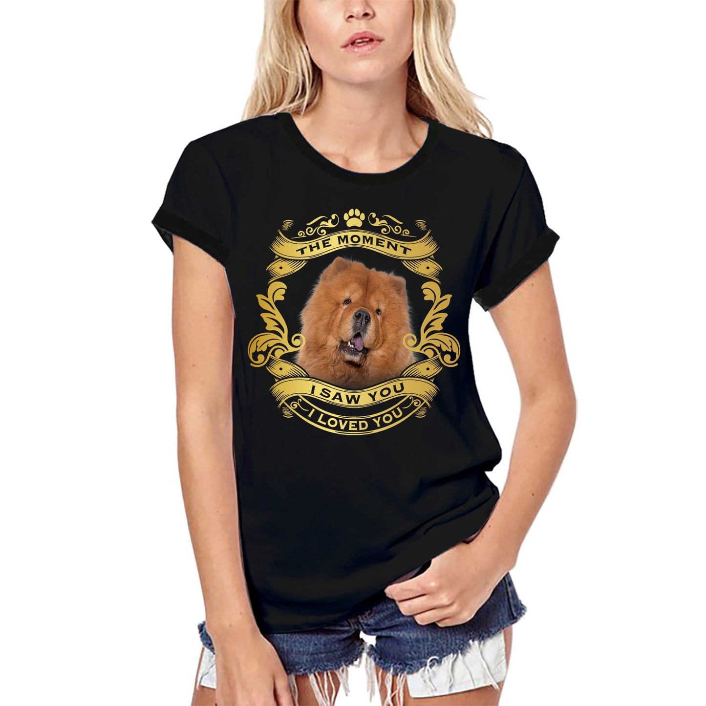 ULTRABASIC Bio-T-Shirt für Damen, Chow-Chow-Hund – Moment I Saw You I Loved You, Welpen-T-Shirt für Damen