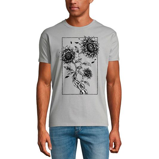 ULTRABASIC Herren-Grafik-T-Shirt Growing Sunflower – Vintage-Blumen-Shirt