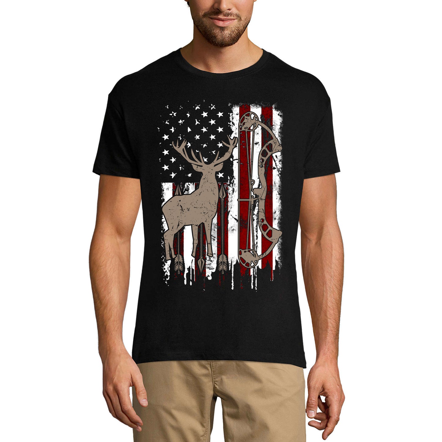 ULTRABASIC Men's T-Shirt Hunting Deer US Flag - Hunter Tee Shirt