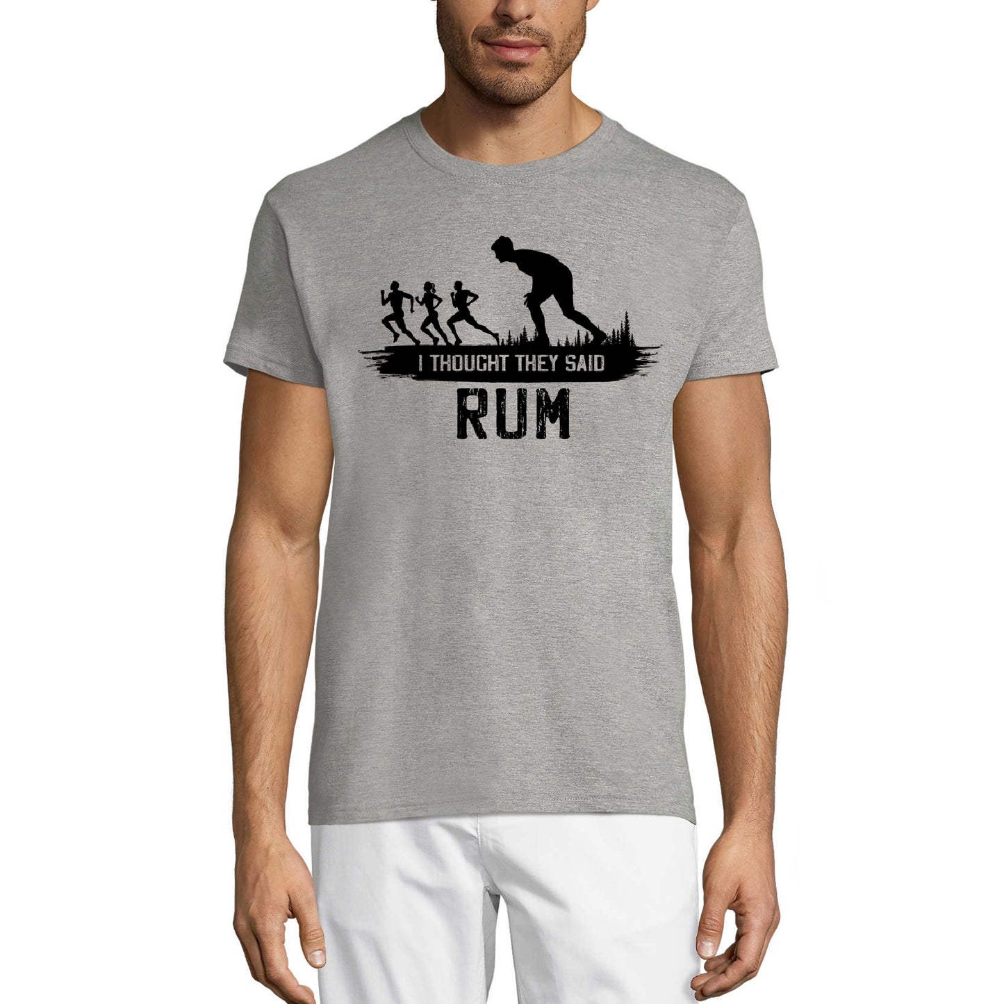 ULTRABASIC Men's Novelty T-Shirt I Thought They Said Rum - Funny Run Tee Shirt for Runner