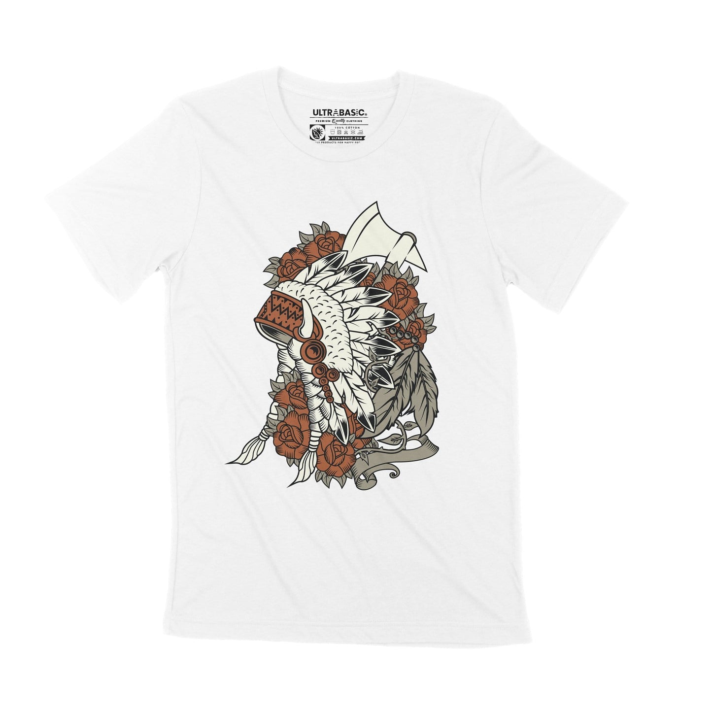 ULTRABASIC Men's Graphic T-Shirt Indian War Bonnet - Battle Chief Tee Shirt