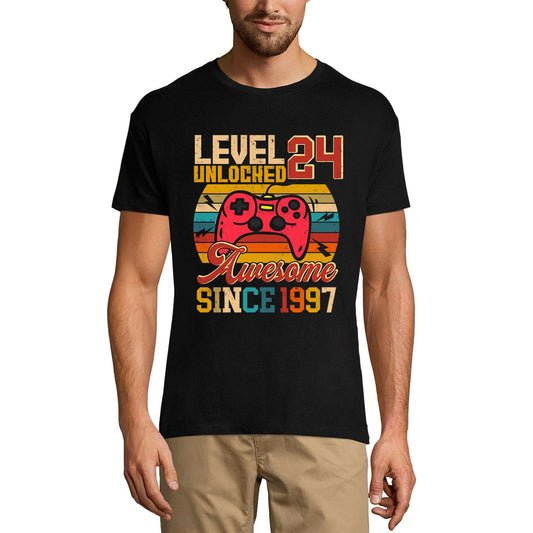 ULTRABASIC Men's Gaming T-Shirt Level 24 Unlocked - Gamer Gift Tee Shirt for 24th Birthday