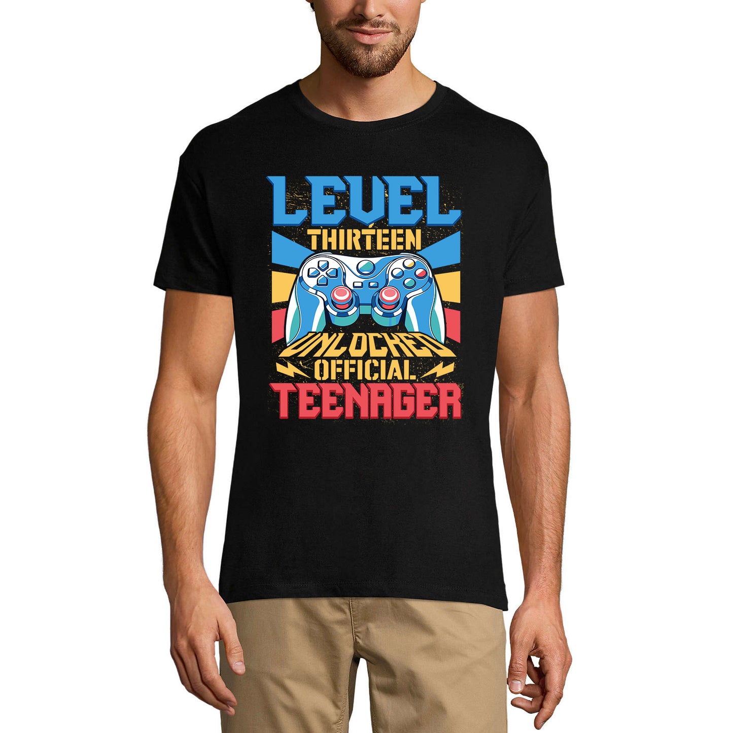 ULTRABASIC Men's Gaming T-Shirt Level 13 Unlocked Official Teenager - Gamer 13th Birthday Tee Shirt