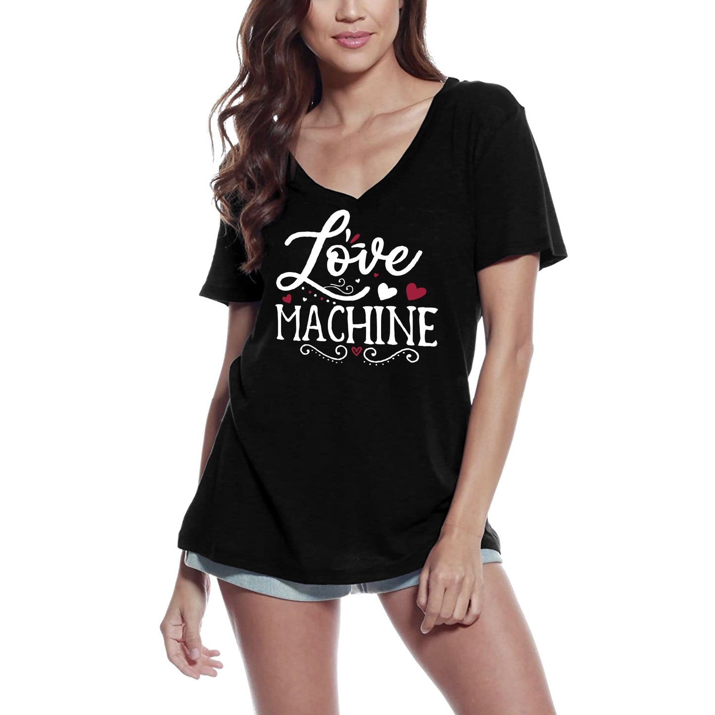 ULTRABASIC T-Shirt Femme Love Machine - Coeurs T-Shirt À Manches Courtes Hauts