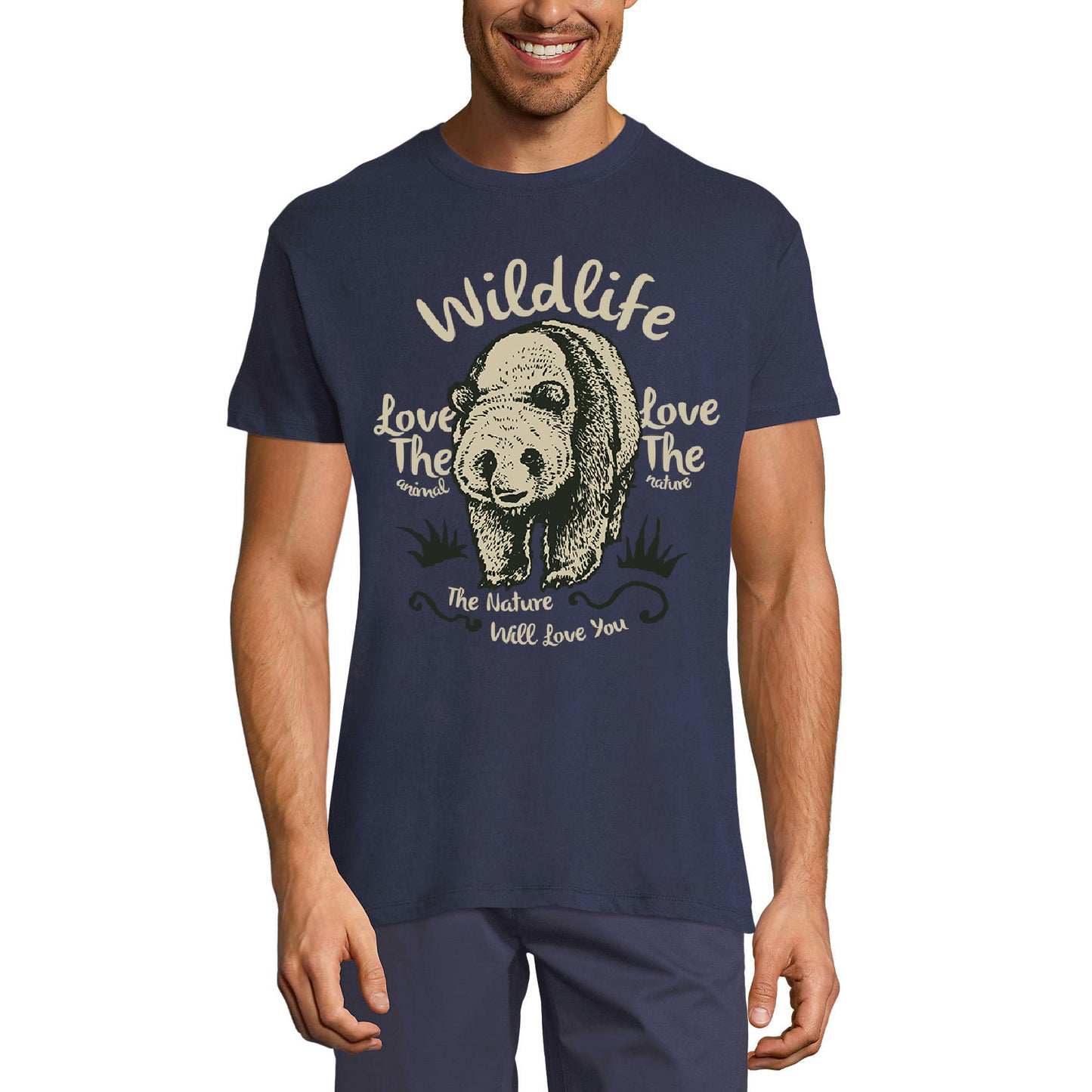 ULTRABASIC Men's Graphic T-Shirt The Nature Will Love You - Panda Vintage Shirt