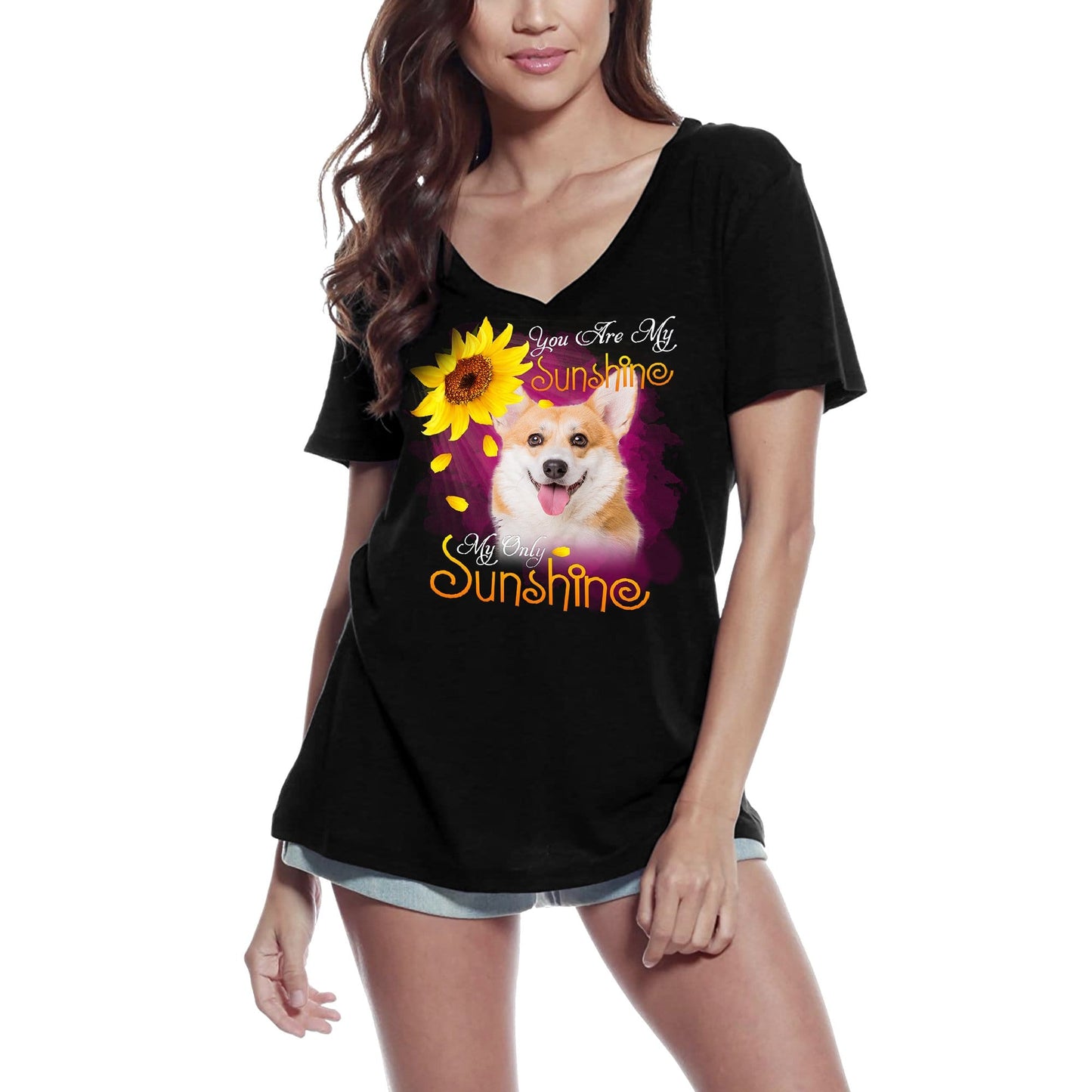 ULTRABASIC Women's V-Neck T-Shirt My Only Sunshine - Pembroke Welsh Corgi