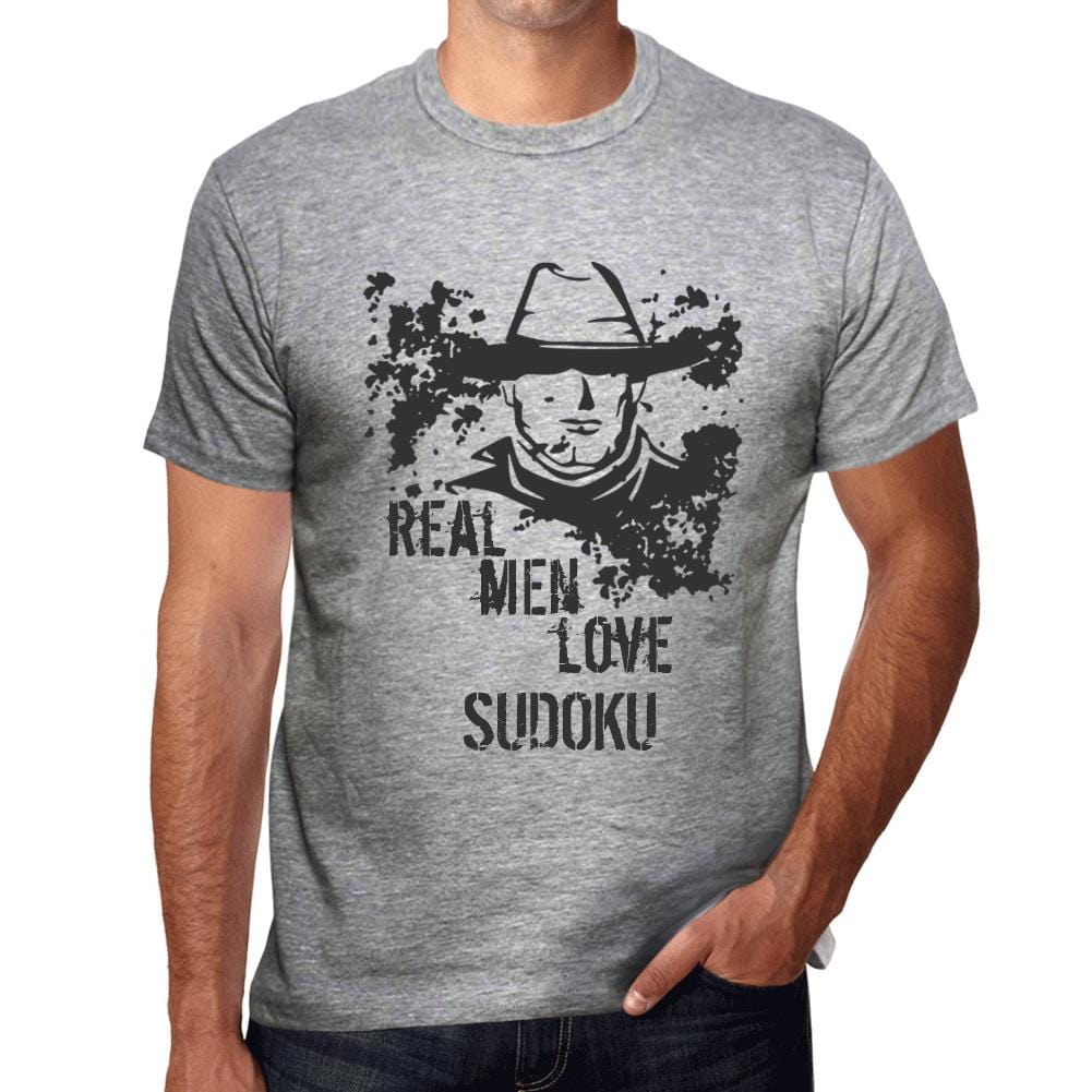 Sudoku, Real Men Love Sudoku Herren T-Shirt Grau Geburtstagsgeschenk Rundhals 00540
