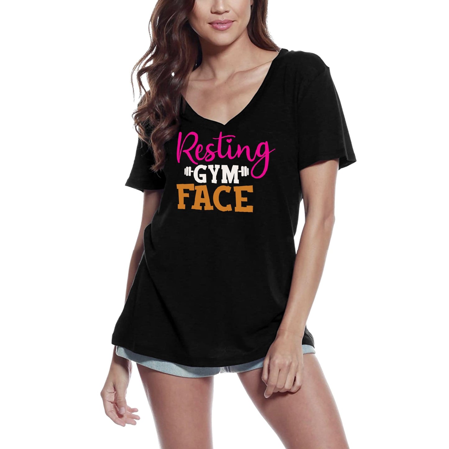 ULTRABASIC Women's Novelty T-Shirt Resting Gym Face - Funny Gym Tee Shirt