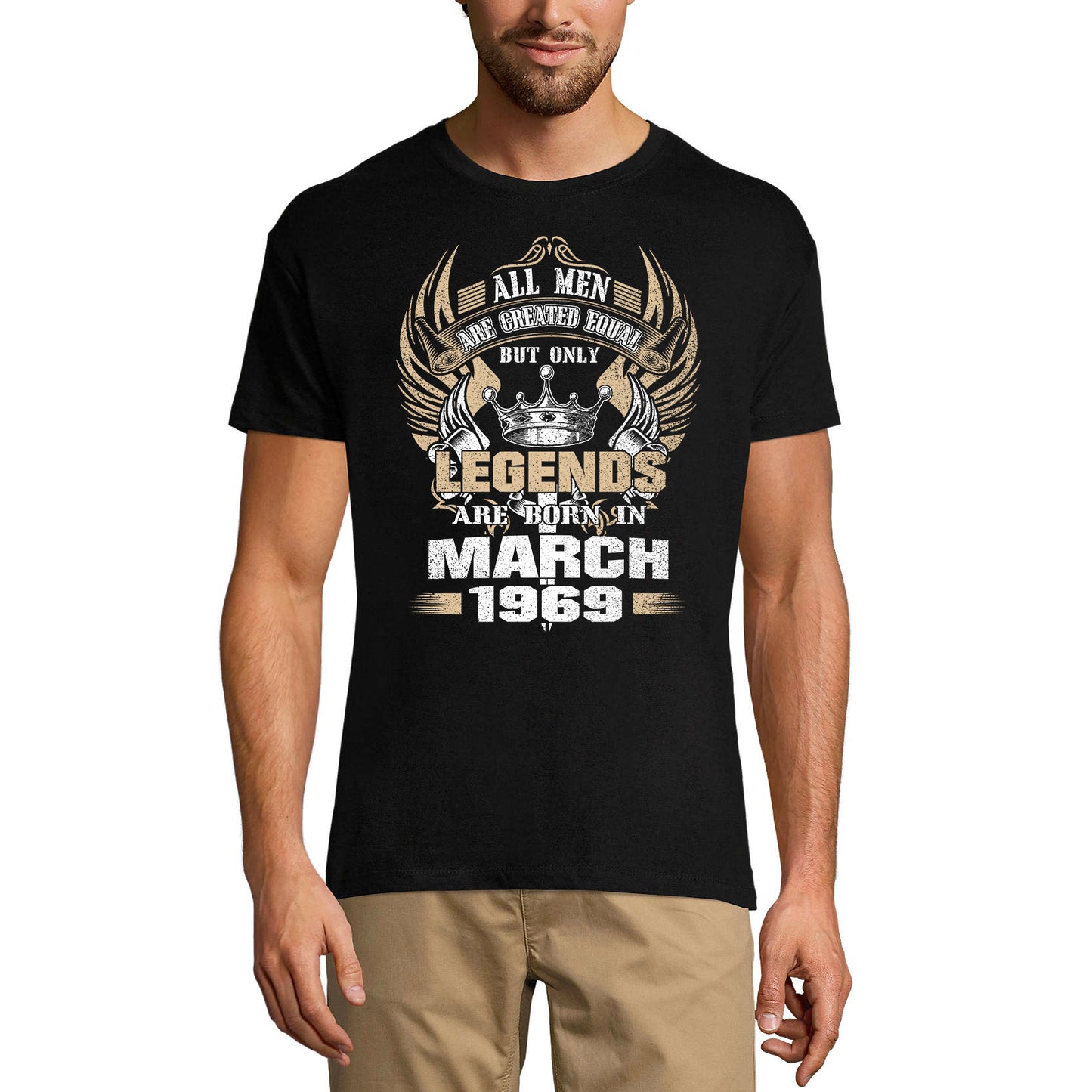 ULTRABASIC Men's T-Shirt All Men are Created Equal but Only Legends are Born in March 1969 - Gift for 52nd Birthday