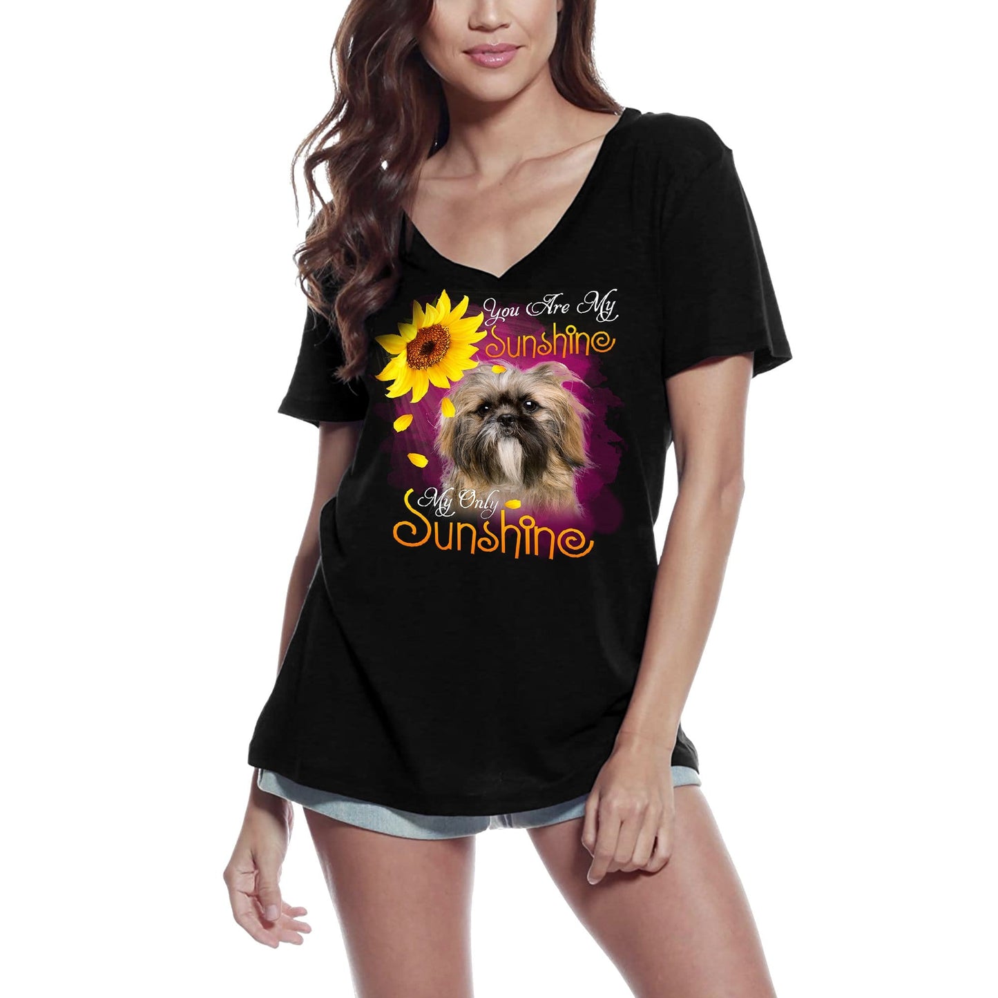 ULTRABASIC Damen-T-Shirt mit V-Ausschnitt My Only Sunshine – Siberian Husky