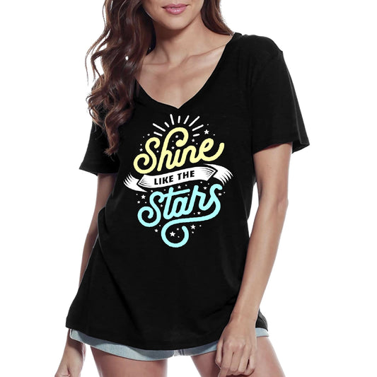ULTRABASIC Women's V-Neck T-Shirt Shine like the stars - Short Sleeve Tee shirt