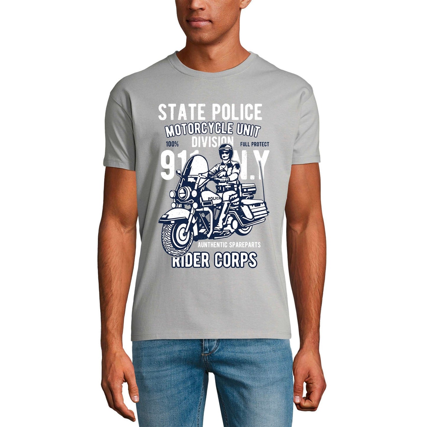 ULTRABASIC Men's T-Shirt State Police Motorcycle Unit - NY Rider Corps Tee Shirt
