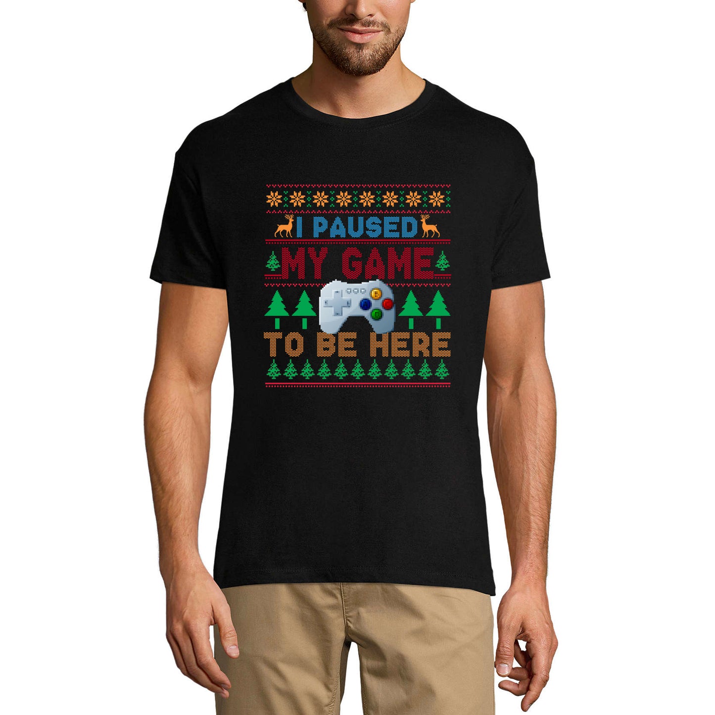 ULTRABASIC Herren-T-Shirt „I Paused My Game To Be Here“ – Lustiges T-Shirt für Weihnachten