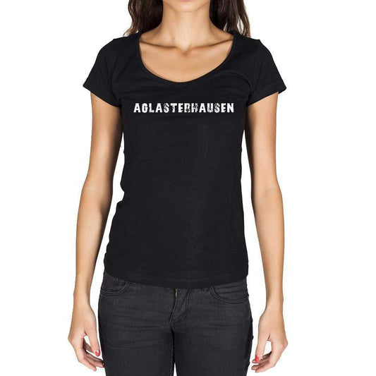 Aglasterhausen German Cities Black Womens Short Sleeve Round Neck T-Shirt 00002 - Casual