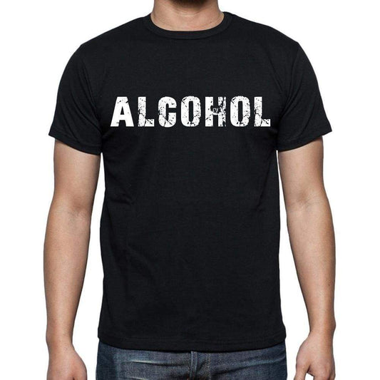 Alcohol White Letters Mens Short Sleeve Round Neck T-Shirt 00007