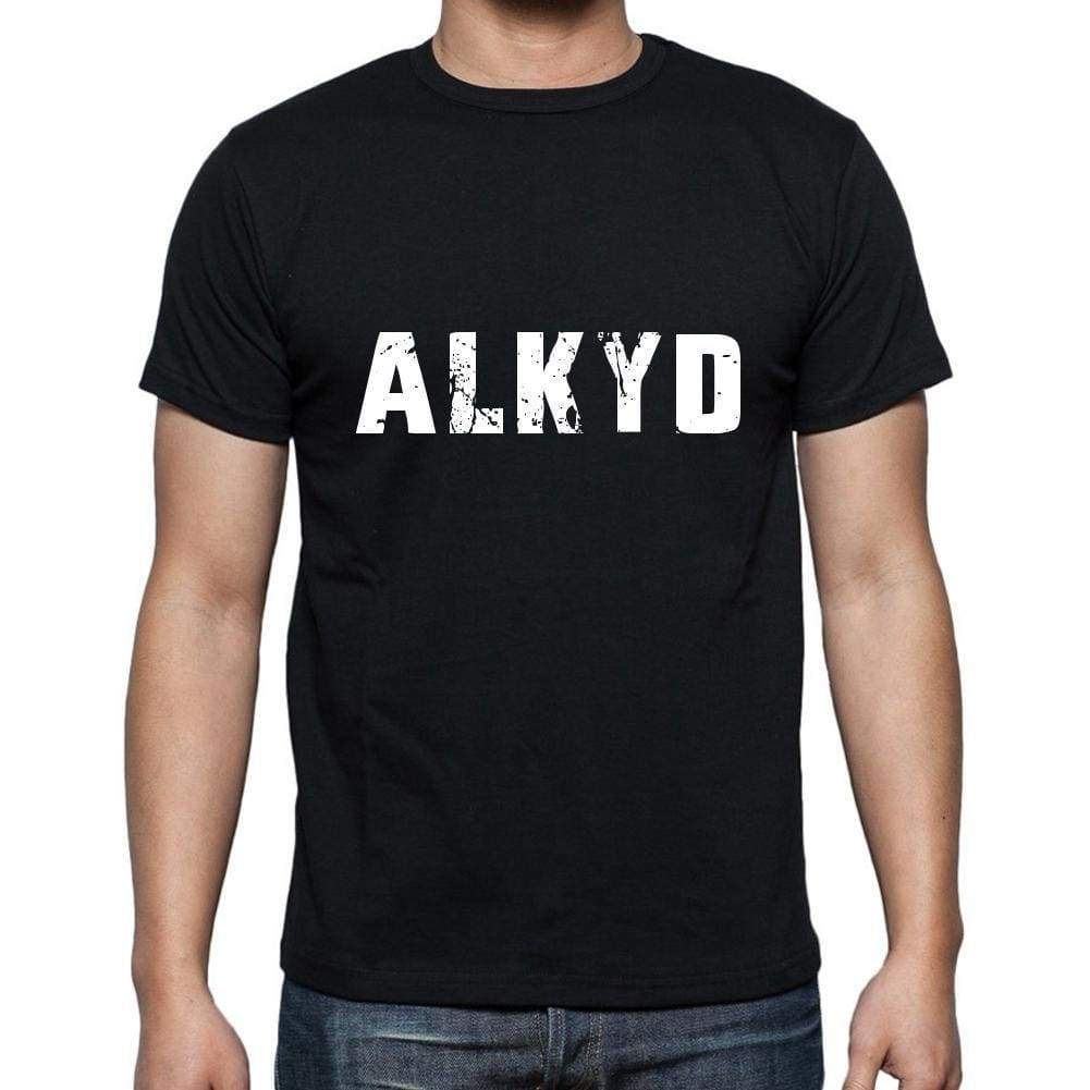 Alkyd Mens Short Sleeve Round Neck T-Shirt 5 Letters Black Word 00006 - Casual