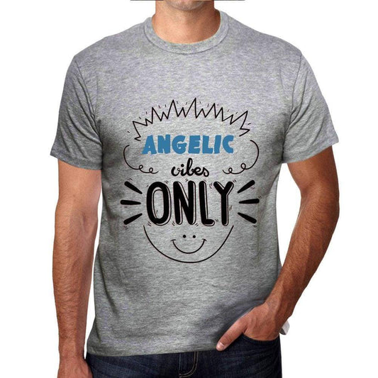 Angelic Vibes Only Grey Mens Short Sleeve Round Neck T-Shirt Gift T-Shirt 00300 - Grey / S - Casual