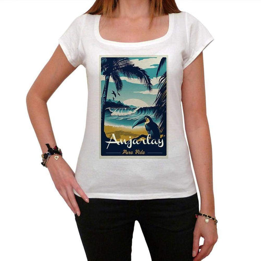 Anjarlay Pura Vida Beach Name White Womens Short Sleeve Round Neck T-Shirt 00297 - White / Xs - Casual