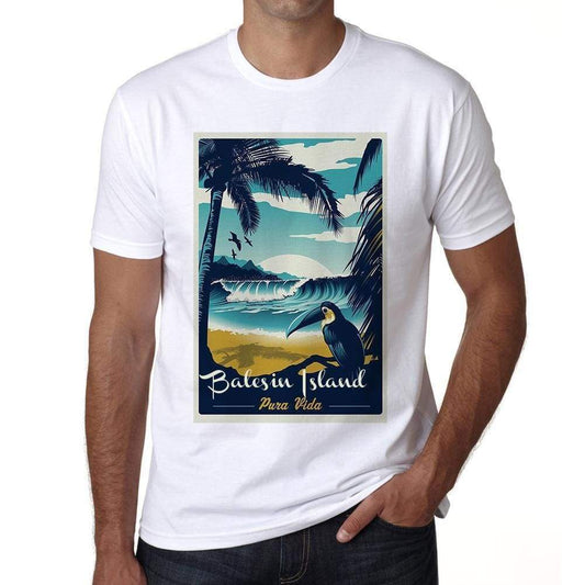 Balesin Island, Pura Vida, Beach Name, White, <span>Men's</span> <span><span>Short Sleeve</span></span> <span>Round Neck</span> T-shirt 00292 - ULTRABASIC
