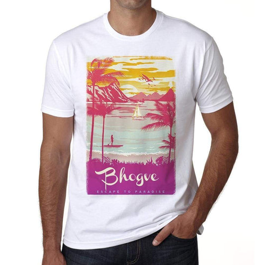 Bhogve Escape To Paradise White Mens Short Sleeve Round Neck T-Shirt 00281 - White / S - Casual