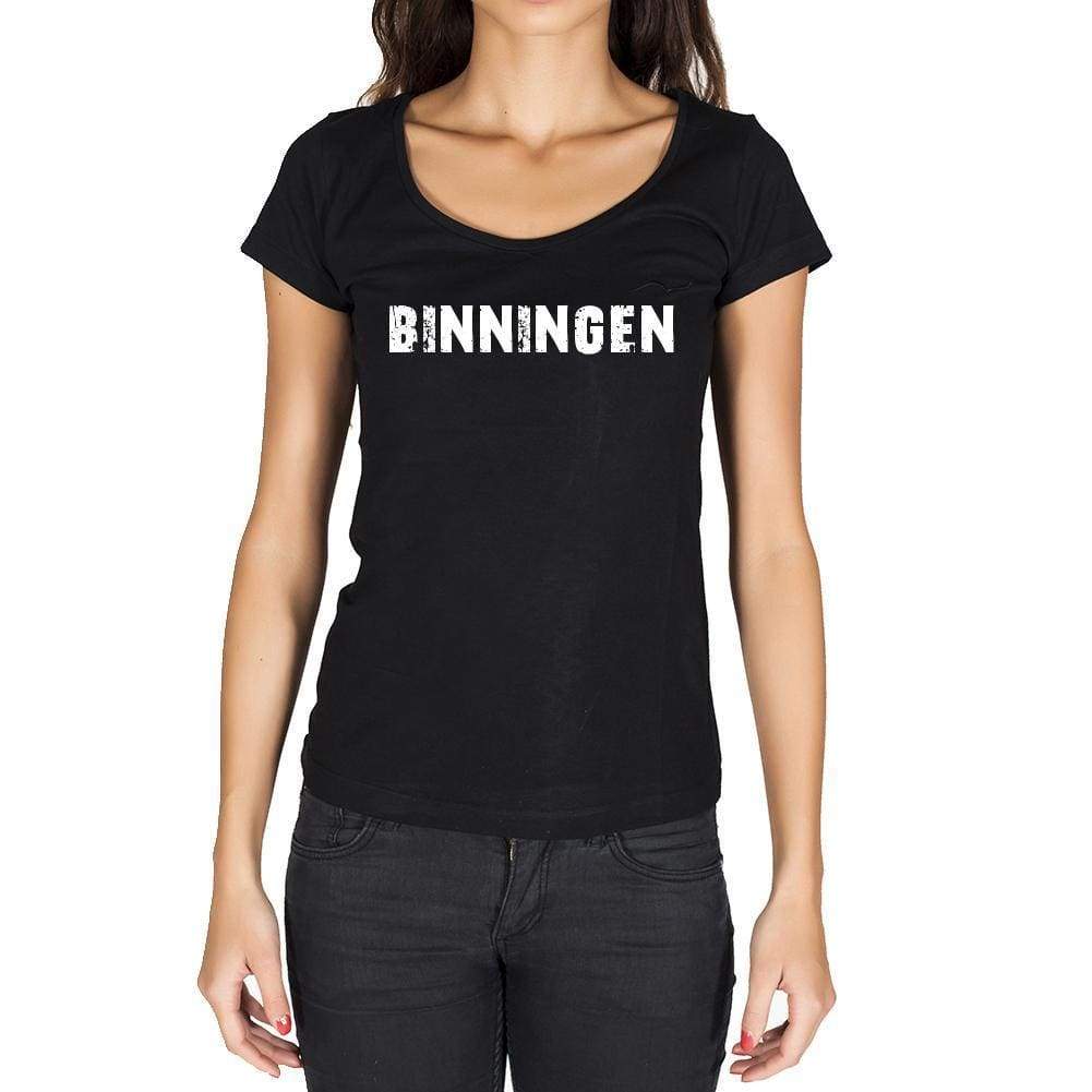 Binningen German Cities Black Womens Short Sleeve Round Neck T-Shirt 00002 - Casual