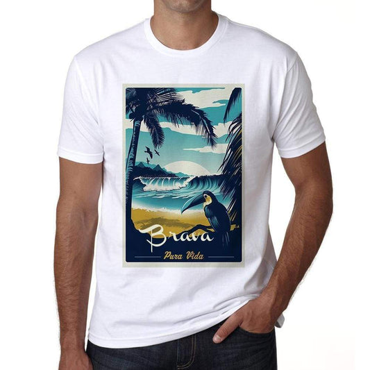 Brava Pura Vida Beach Name White Mens Short Sleeve Round Neck T-Shirt 00292 - White / S - Casual